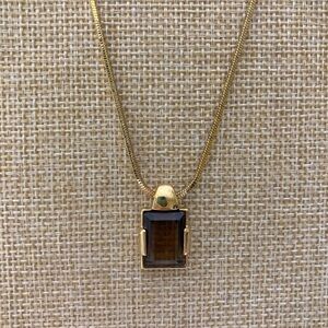 Swarovski Crystals Swan‎ Logo Pendant Necklace Smoky Brown